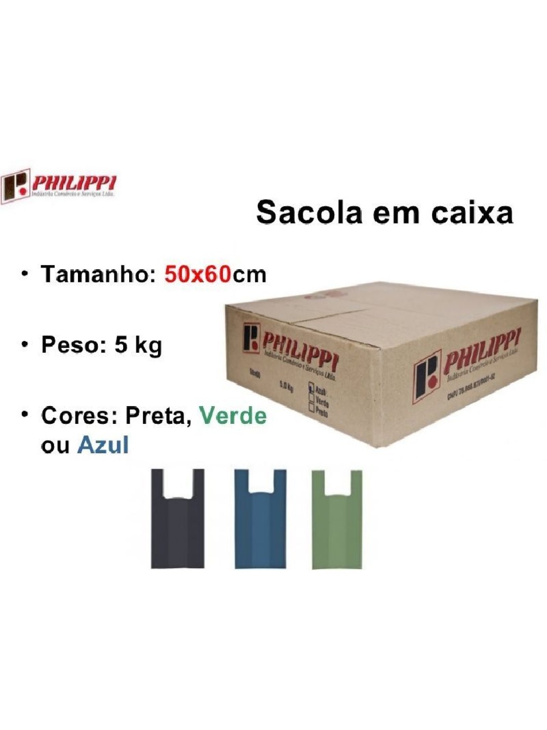Sacola Plastica Reciclada 50X60 5Kg Philippi - Caixa
