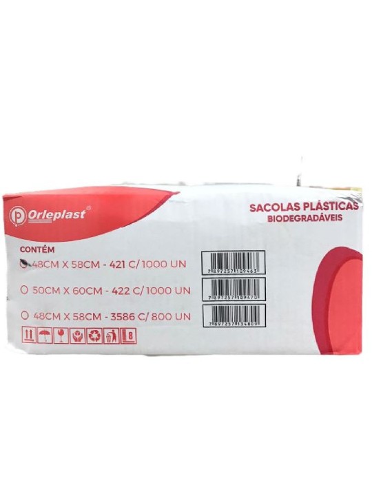 Sacola Plastica Branca 48X58 Orleplast - Caixa C/1000 Un