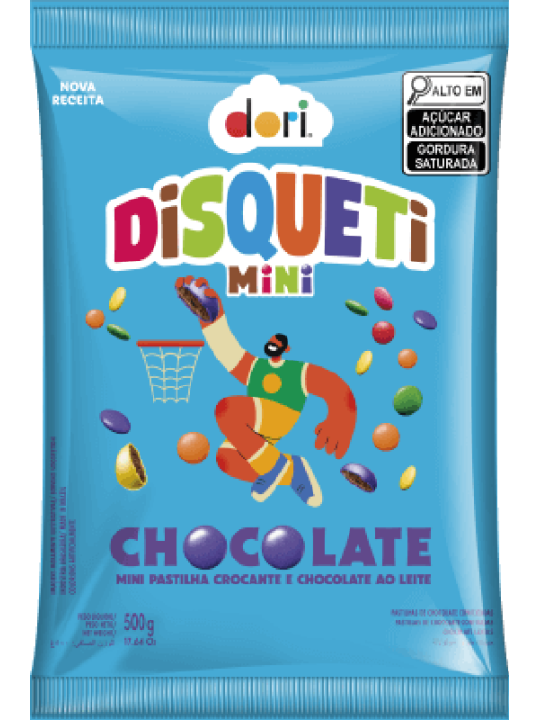 Chocolate Pastilhas Confeitadas Mini Disqueti 500Gr Dori - Pacote