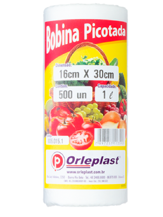 Bobina Picotada 16X30 1 Lt C/500 Un Orleplast - Unidade
