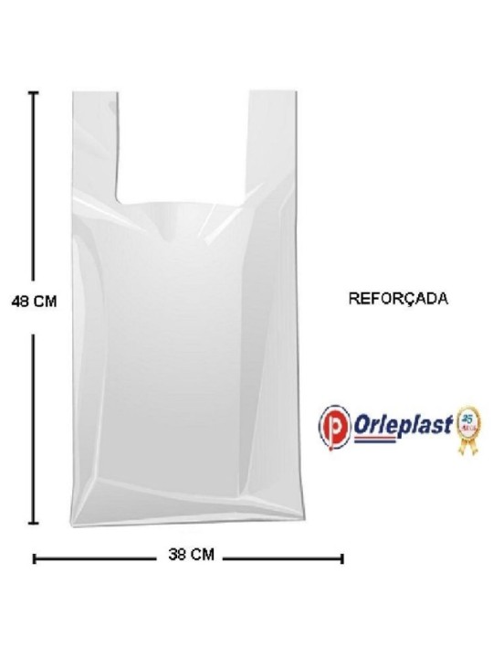 Sacola Plastica Branca Plus  38X48X026 Orleplast - Caixa C/800 Un