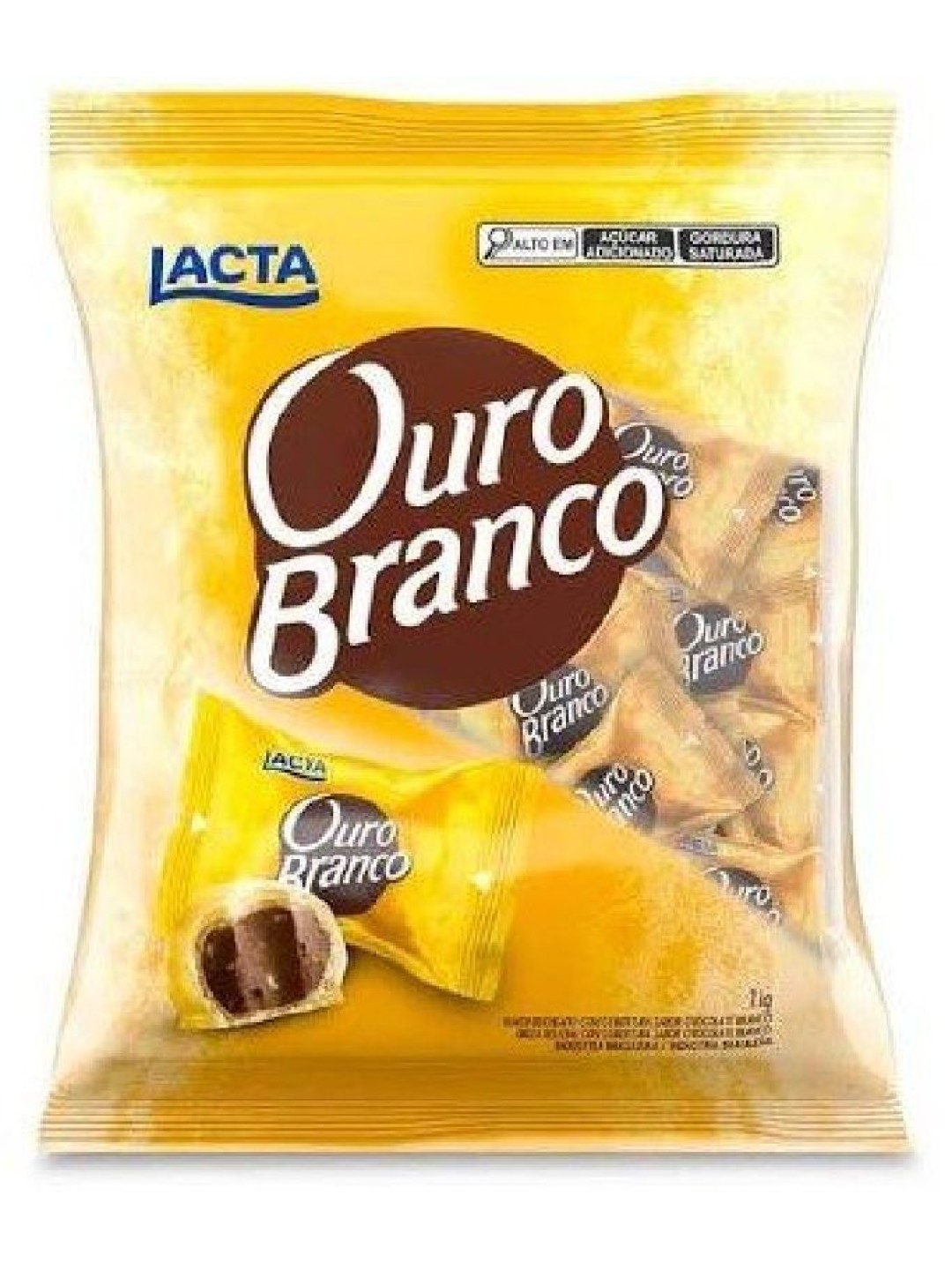 Bombom Ouro Branco 1Kg Lacta - Pacote Bombom Ouro Branco 1Kg Lacta - Pacote