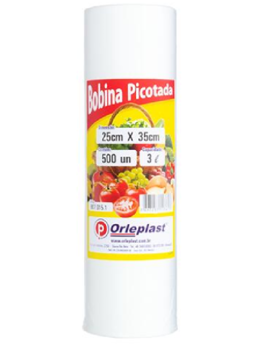 Bobina Picotada 25X35 3 Lt C/500 Un Orleplast - Unidade