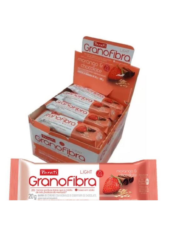Barra Cereal Granofibra Light Morango/Chocolate 24X20Gr Granofibra - Display C/24