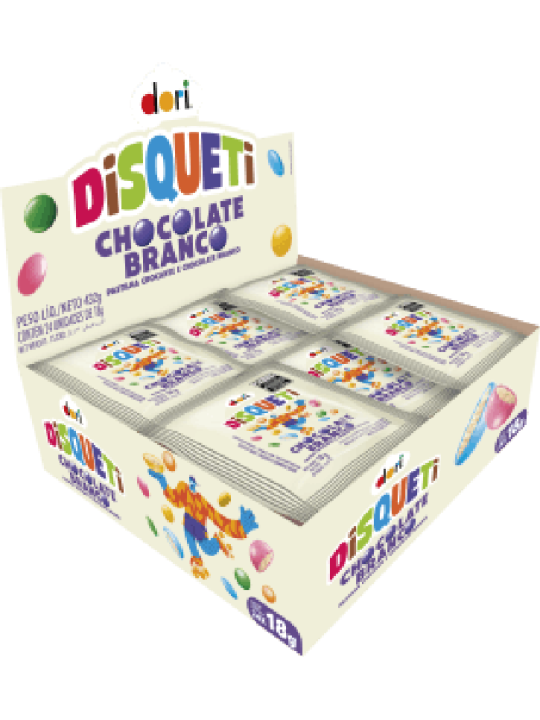 Disqueti Chocolate Branco Confete 24X18Gr Dori - Display