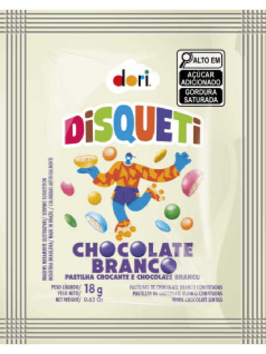 Disqueti Chocolate Branco Confete 24X18Gr Dori - Display