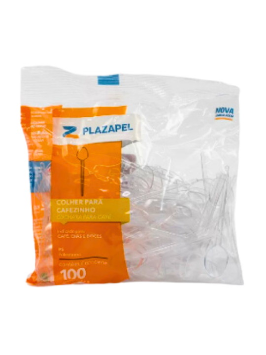 Colher Plast Cristal Cafezinho Plazapel - Pacote C/100 Un