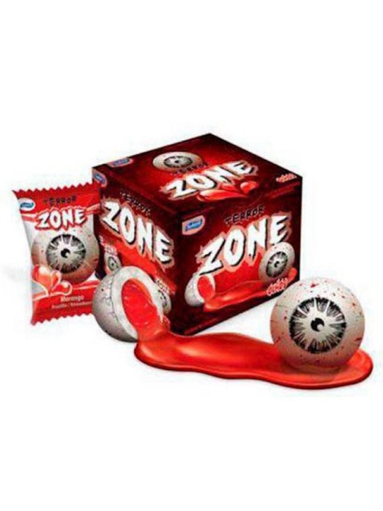 Chicle Zone Terror Gigante Olhos Morango C/40Un 320Gr Arcor - Display
