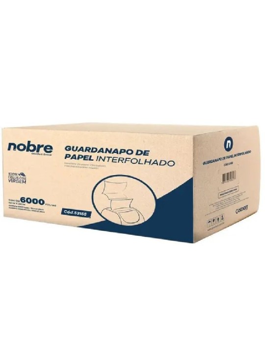 Guardanapo Interfolha F.simples 100% Celulose Cai-Cai 10X20Cm Branco C/6000 Fls Nobre - Caixa