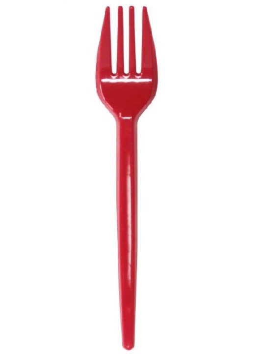 Garfo Sobremesa Vermelho Plazapel - Pacote C/50 Un