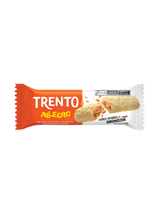 Trento Allegro Chocolate Branco C/Amendoim 26Gr Peccin - Unidade