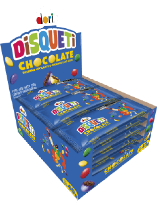 Disqueti Chocolate Confeitado 18X40Gr Dori - Display C/18 Un