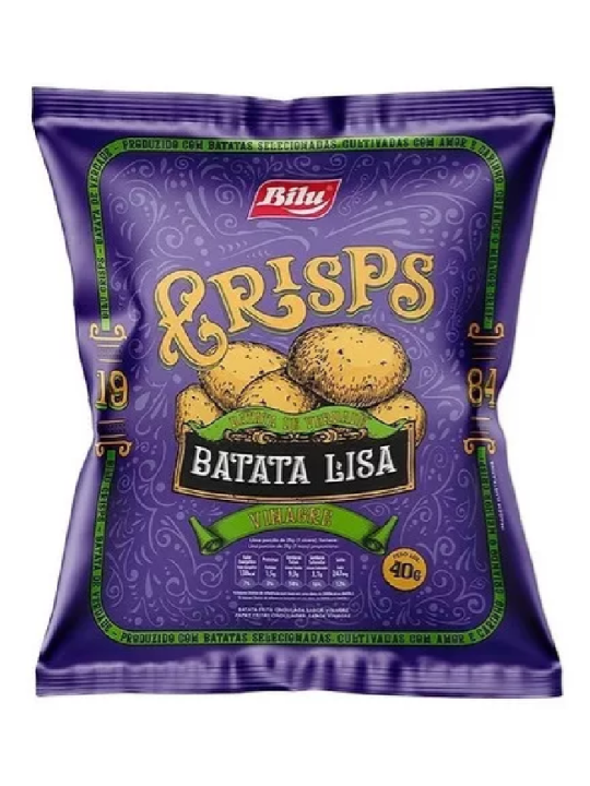 Bilubatata Lisa Crisps Vinagre 40Gr Bilu - Pacote