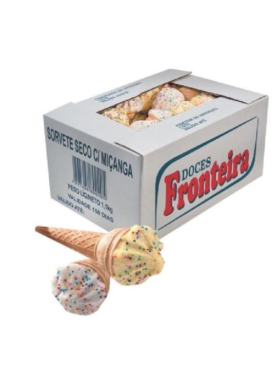 Sorvete Seco C/ Micanga 1,1Kg Doces Fronteira - Caixa C/50 Un