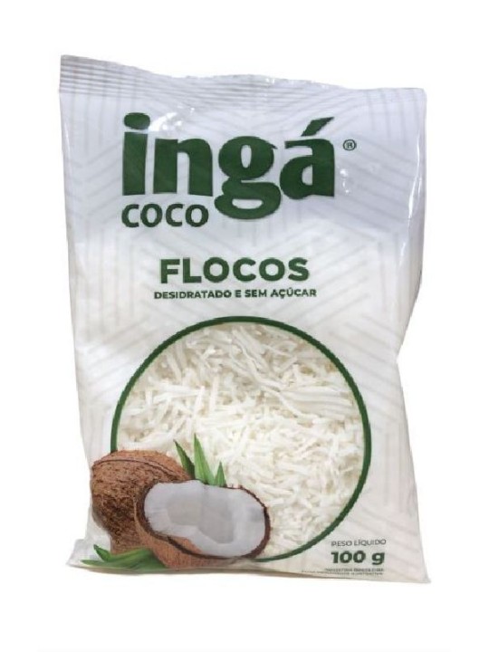 Coco Ralado Flocos Sem Açucar 100Gr Ingacoco - Pacote
