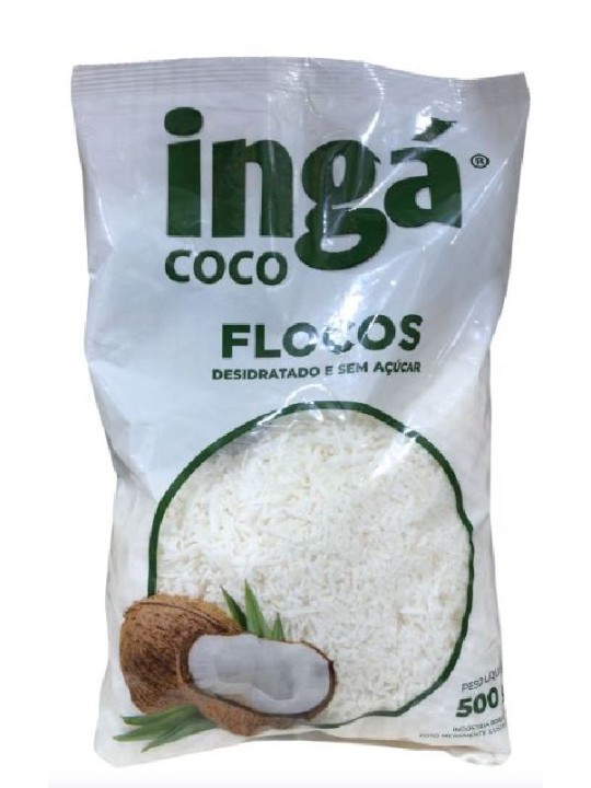 Coco Ralado Flocos Sem Açucar 500Gr Ingacoco - Pacote