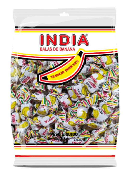 Bala Banana 1Kg India - Pacote
