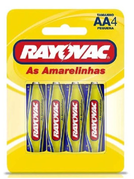 Pilha Amarela Aa4 Pequena Leve C/4 Un Rayovac