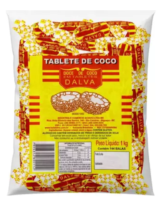 Bala Coco 1Kg Dalva - Pacote