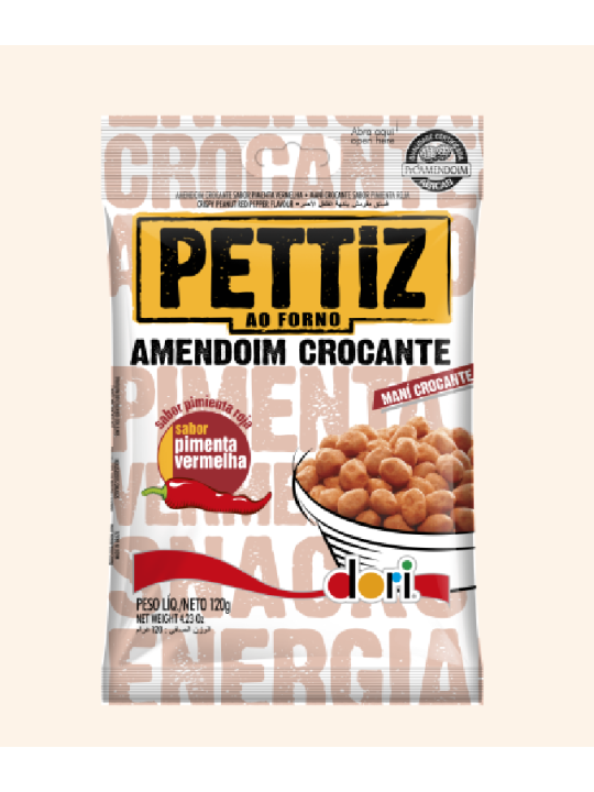 Amendoim Pettiz Pimenta Vermelha Croc 120Gr Dori - Pacote