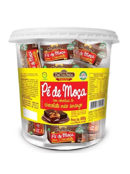 Pe De Moça C/ Chocolate 20X30Grx 600Gr Dacolonia - Pote C/ 20 Un