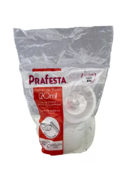 Forma Para Mini Pudim C/ Tampa 120Ml Prafesta - Pacote C/12 Un