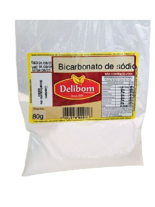 Bicarbonato De Sodio 80Gr Delibom - Unidade