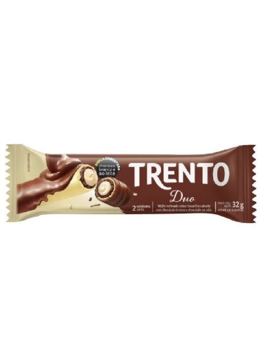 Trento Wafer Rolinhos Duo Choc Branco/Ao Leite 32Gr - Unidade