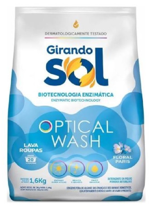 Lava Roupas Em Pó Sache Floral Paris Azul 1,6 Kg Girando Sol - Unidade