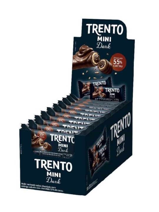 Trento Wafer Chocolate Mini Dark 16X16Gr 256Gr Peccin - Display C/ 16 Un