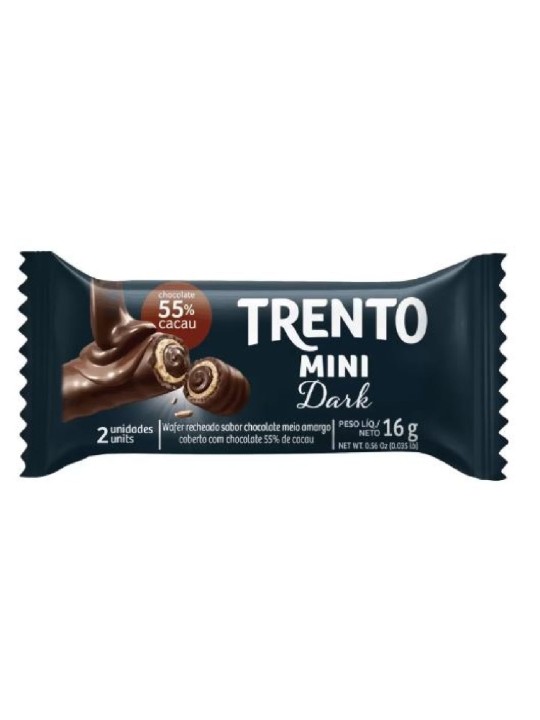 Trento Wafer Chocolate Mini Dark 16X16Gr 256Gr Peccin - Display C/ 16 Un