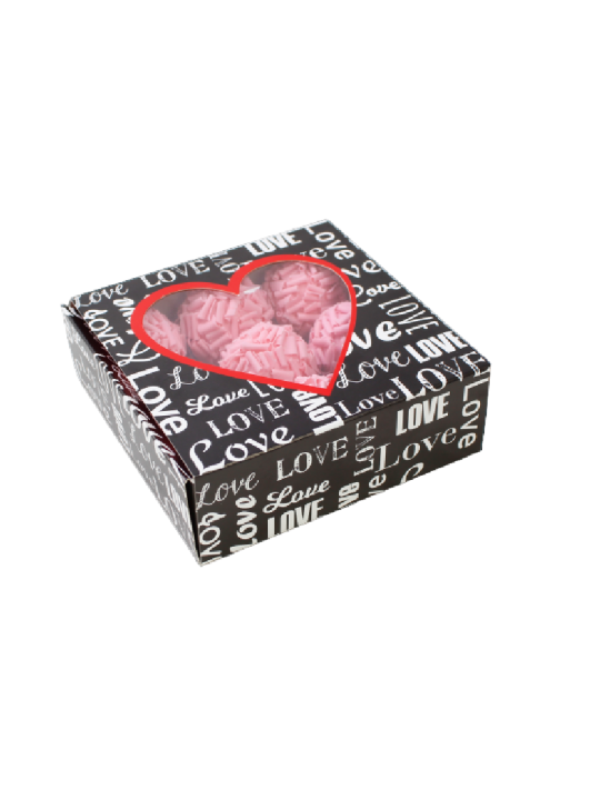 Caixa 9 Doces Com Visor Coração Love Night 4X12X12Cm Boxid - Unidade