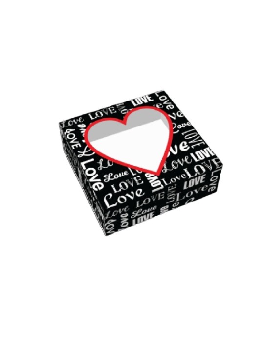 Caixa 9 Doces Com Visor Coração Love Night 4X12X12Cm Boxid - Unidade