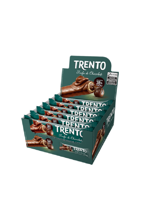 Trento Wafer Rolinhos Trufa De Chocolate 16X2Un 512Gr Peccin - Display C/ 16 Un