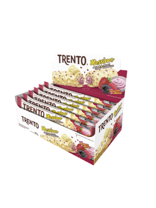 Trento Massimo Wafer Iogurte Grego / Frutas Vermelhas 15X2Un 375Gr Peccin - Display C/15 Un