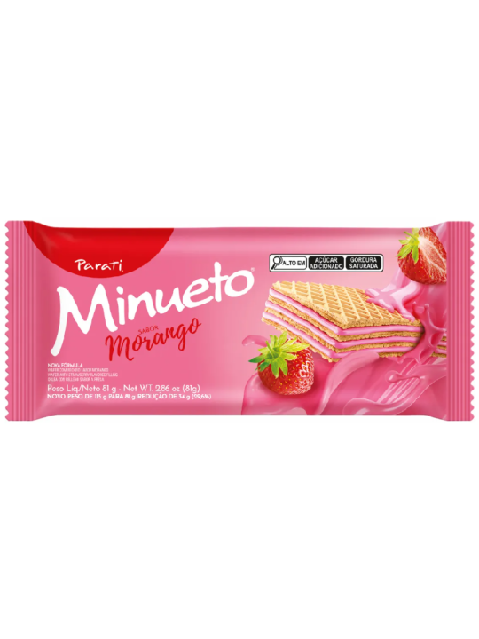 Biscoito Wafer Minueto Morango 81Gr Parati - Pacote
