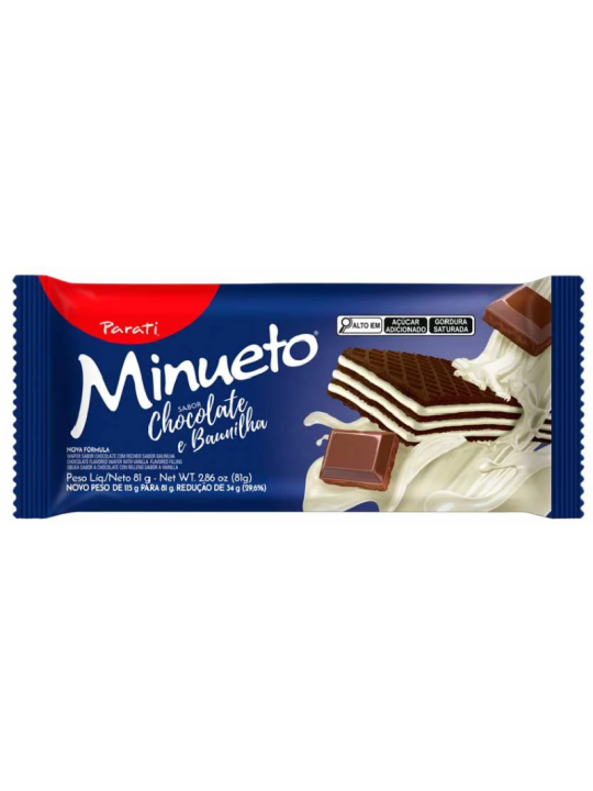 Biscoito Wafer Minueto Choc. Baunilha 81Gr Parati - Pacote