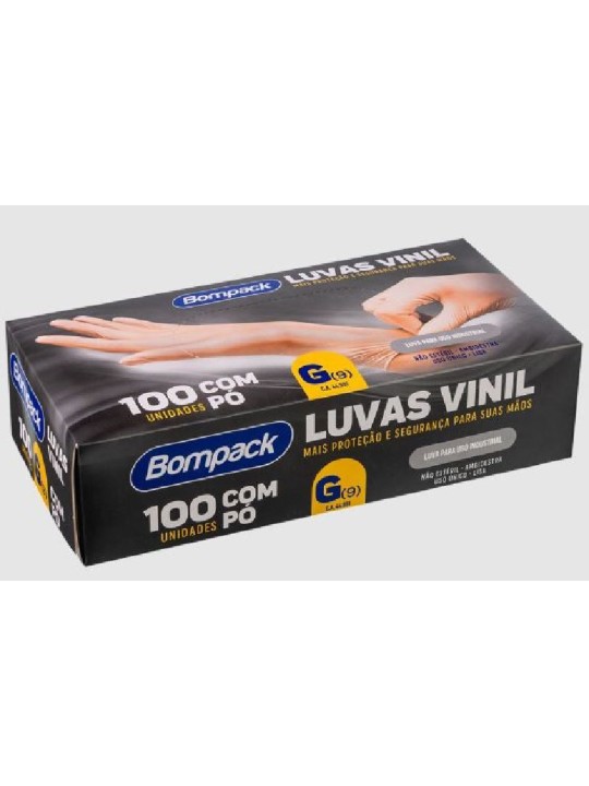 Luva Vinil G C/Po Bompack - Caixa C/100Un