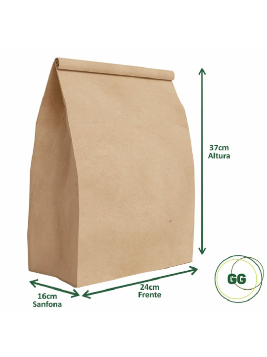 Saco De Papel Kraft Gg Delivery Gourmet 24X37X16Cm 80Gr Nafi - Pacote C/100 Un