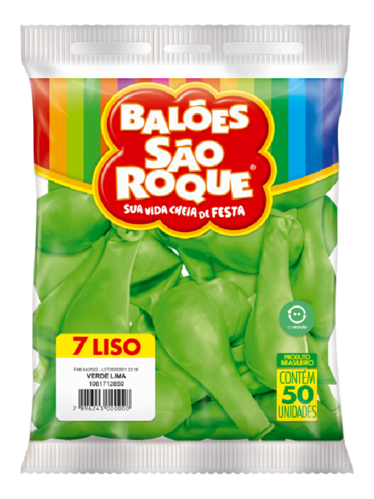 Balao Liso 7.0 Verde Lima C/50 Sao Roque - Pacote