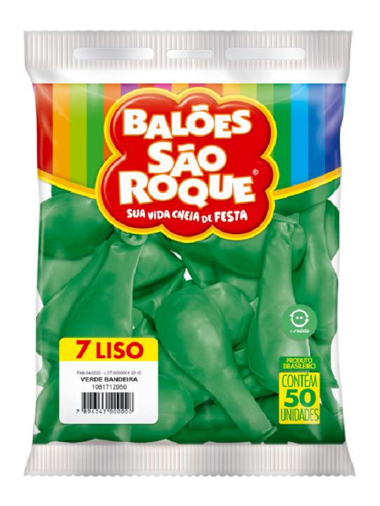 Balao Liso 7.0 Verde Bandeira C/50 Sao Roque - Pacote