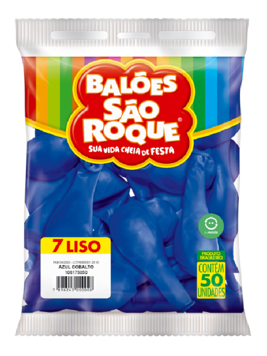 Balao Liso 7.0 Azul Cobalto C/50 Sao Roque - Pacote