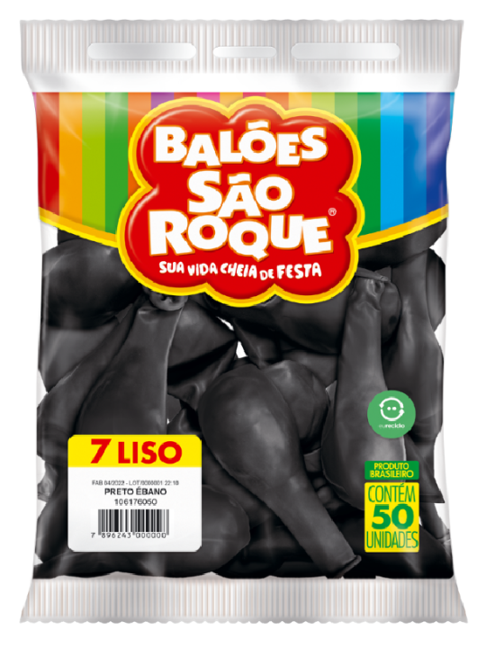 Balao Liso 7.0 Preto Ebano C/50 Sao Roque - Pacote