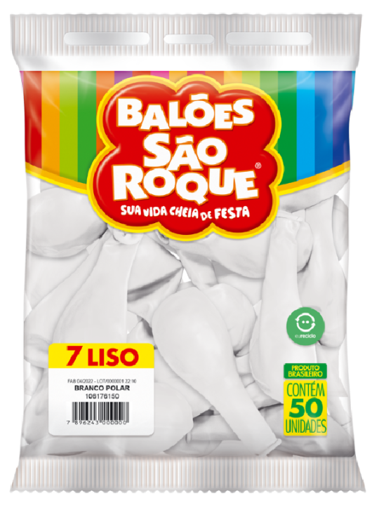 Balao Liso 7.0 Branco Polar C/50 Sao Roque - Pacote