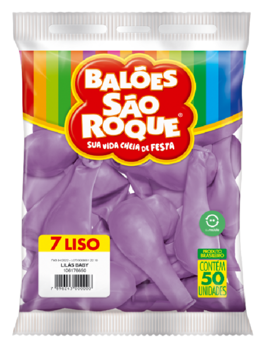 Balao Liso 7.0 Lilas Baby C/50 Sao Roque - Pacote