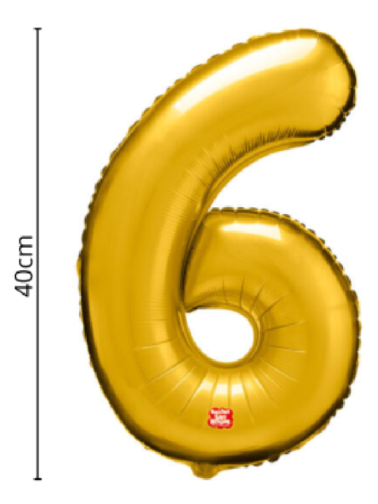 Balao Metalizado Numero 6 Dourado 40Cm Sao Roque - Unidade