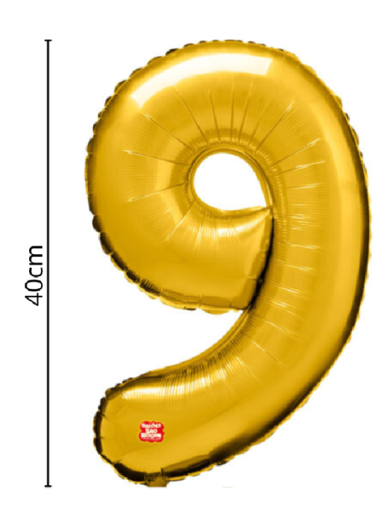 Balao Metalizado Numero 9 Dourado 40Cm Sao Roque - Unidade