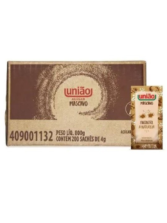 Açucar Mascavo Sache Uniao 200X4Gr - Caixa C/200 Un