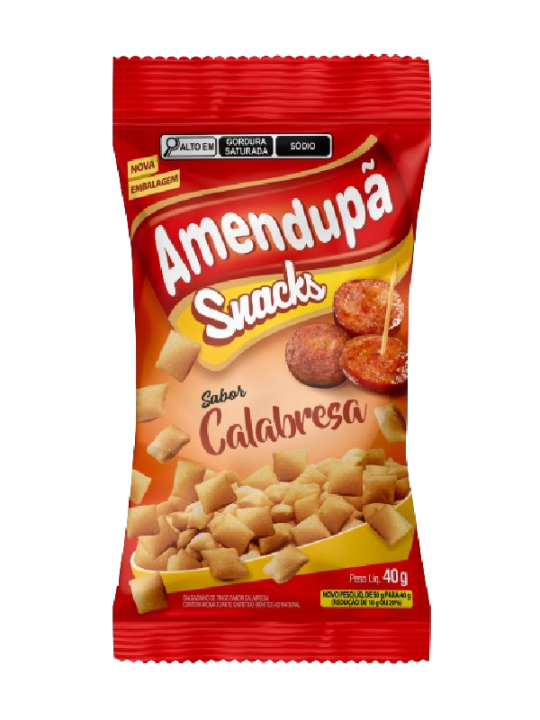 Salgadinho Snacks Calabresa 40Gr Amendupa - Pacote