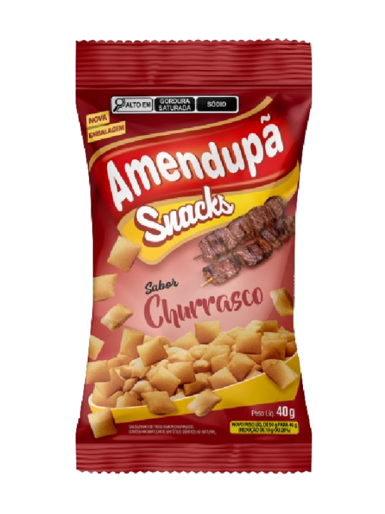 Salgadinho Snacks Churrasco 40Gr Amendupa - Pacote